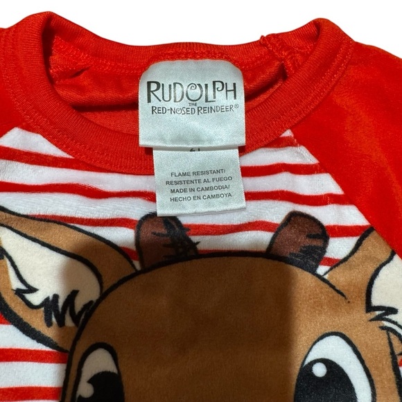 Rudolph Red Nosed Reindeer Christmas Pajamas 2PC Set Long Sleeve Top Pants 2T - Picture 4 of 4